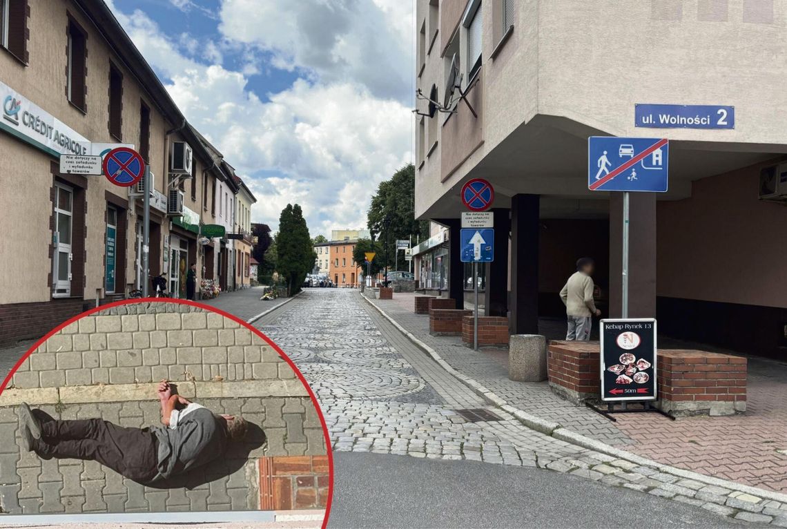 Piwo w dłoni i awantury Miejsce interwencji w Krapkowicach — kosz na śmieci, ławki i teren wskazywany przez mieszkańców jako problemowy