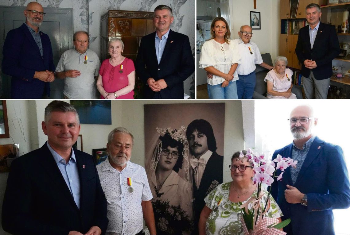 Pół wieku i sześć dekad razem. Gogolin uhonorował kolejne pary Jubilaci z Gogolina świętujący złote i diamentowe gody z przedstawicielami władz miasta