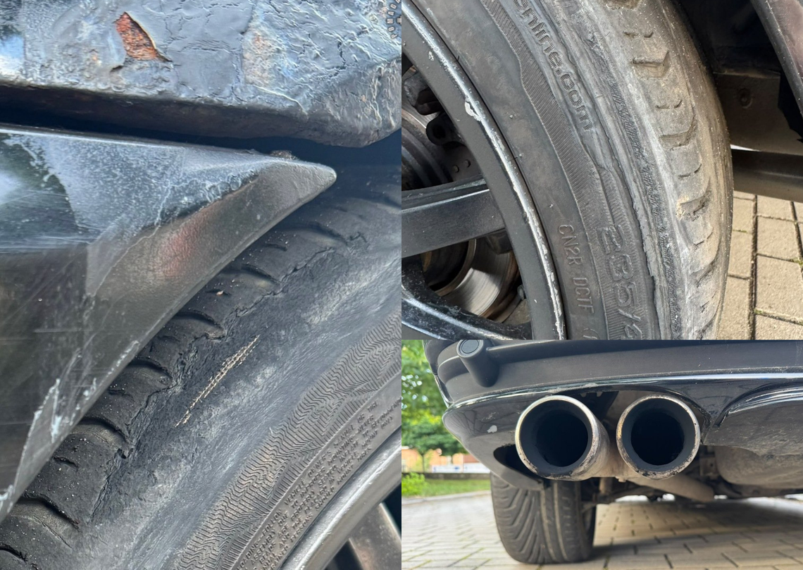 Policjanci zatrzymali BMW. Z opon wystawały metalowe druty, kierowca dostał 2000 zł mandatu BMW zatrzymane przez policjantów w Gogolinie z oponami, z których wystawały metalowe druty