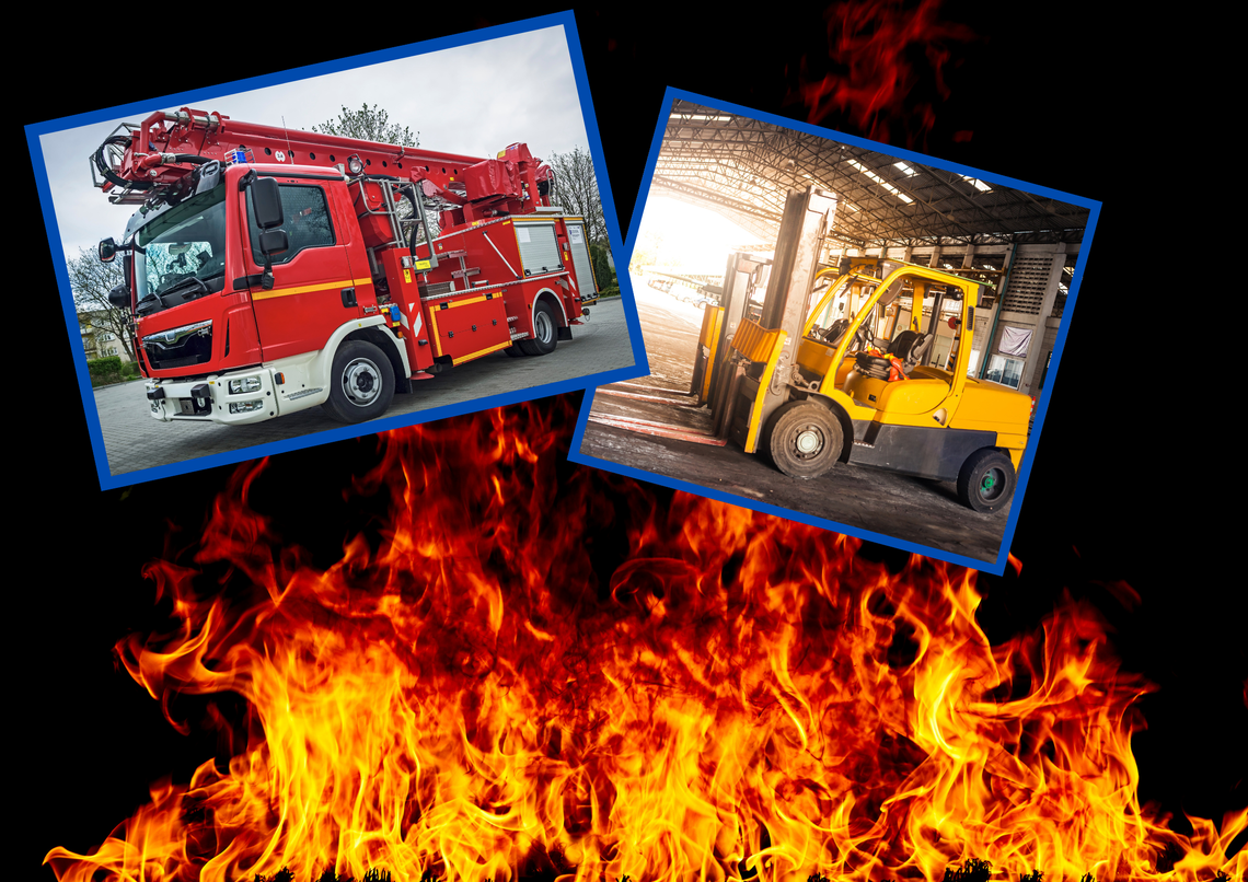 Pożar w Krapkowicach: Zapalił się wózek widłowy w pieczarkarni