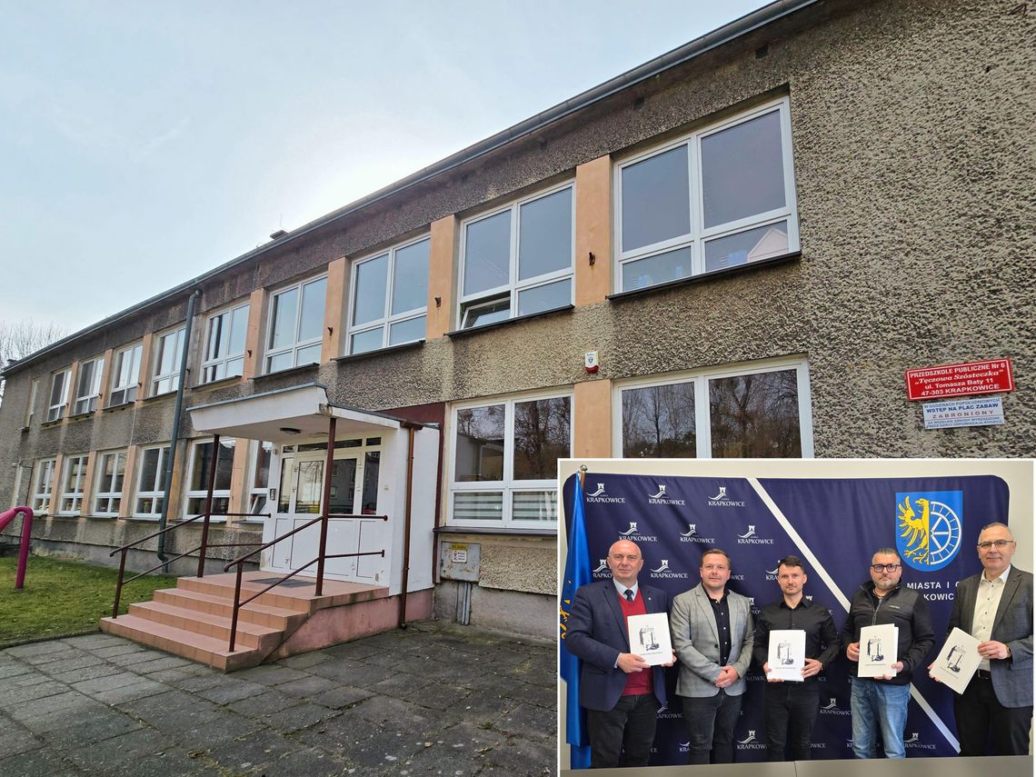 Budynki przedszkoli w Krapkowicach objęte termomodernizacją, planowana modernizacja elewacji i stolarki okiennej