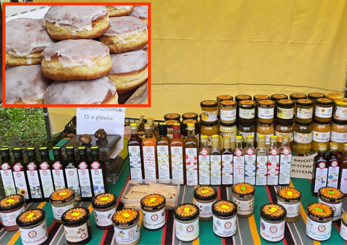 Straganek na placu Eichendorffa w Krapkowicach – regionalne produkty i domowe wyroby.