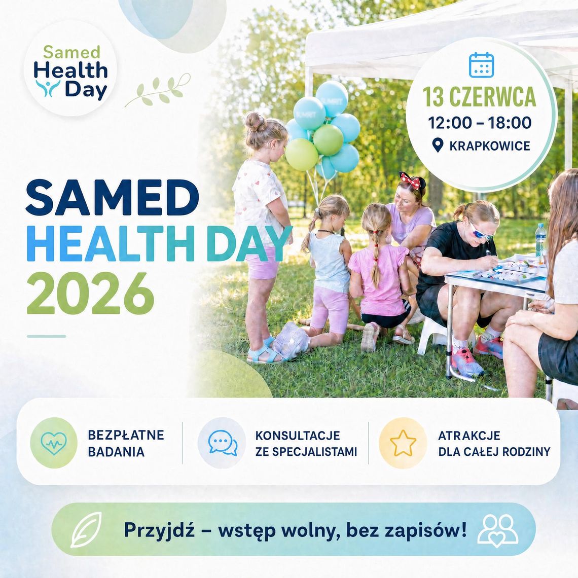 Samed Health Day 2026 już 13 czerwca! Bezpłatne badania, konsultacje specjalistów i sport dla całych rodzin Samed Health Day 2026 już 13 czerwca! Bezpłatne badania, konsultacje specjalistów i sport dla całych rodzin