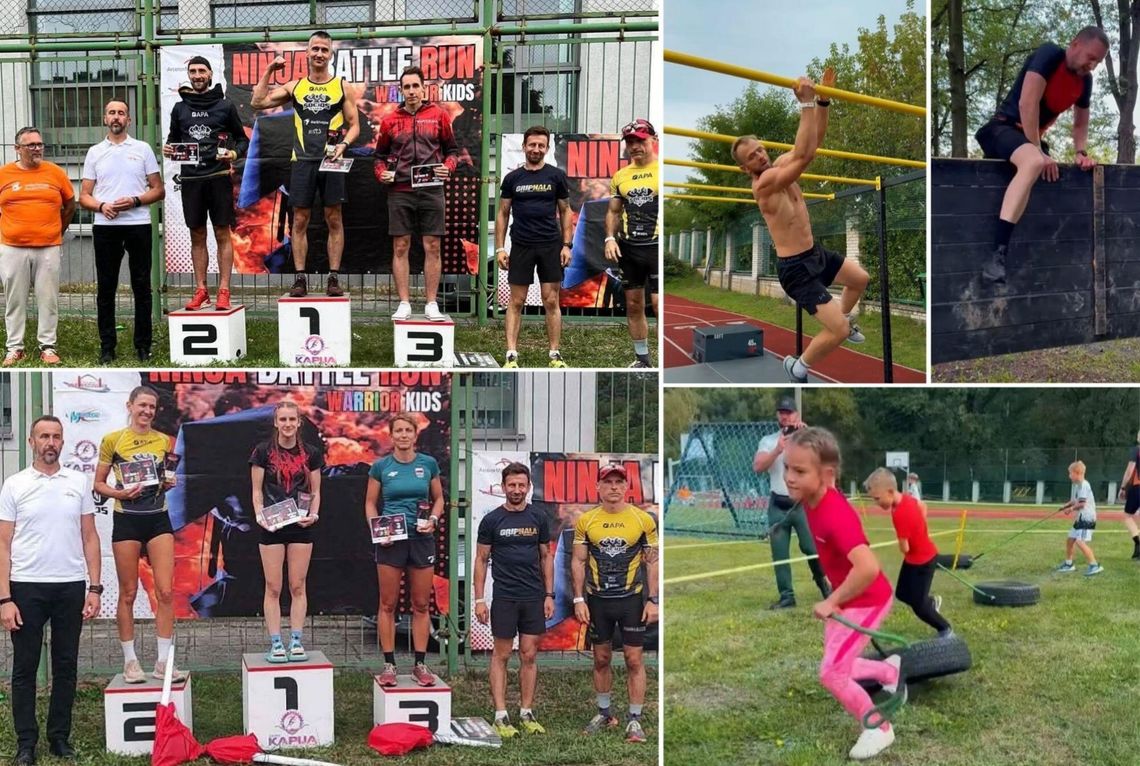 Ninja Battle Run w Zdzieszowicach – zawodnicy pokonują przeszkody podczas biegu OCR w Parku Miejskim