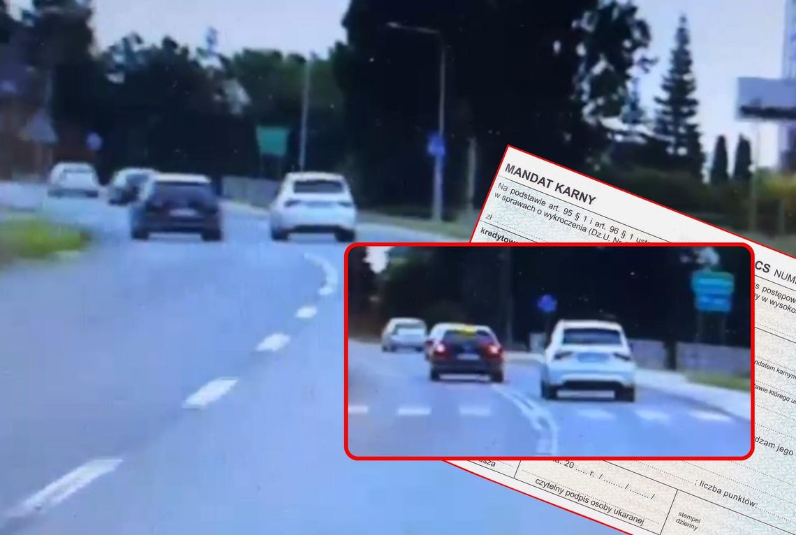 Policja kontroluje kierowcę, który w Żywocicach wyprzedzał na podwójnej linii ciągłej i przejściu dla pieszych.