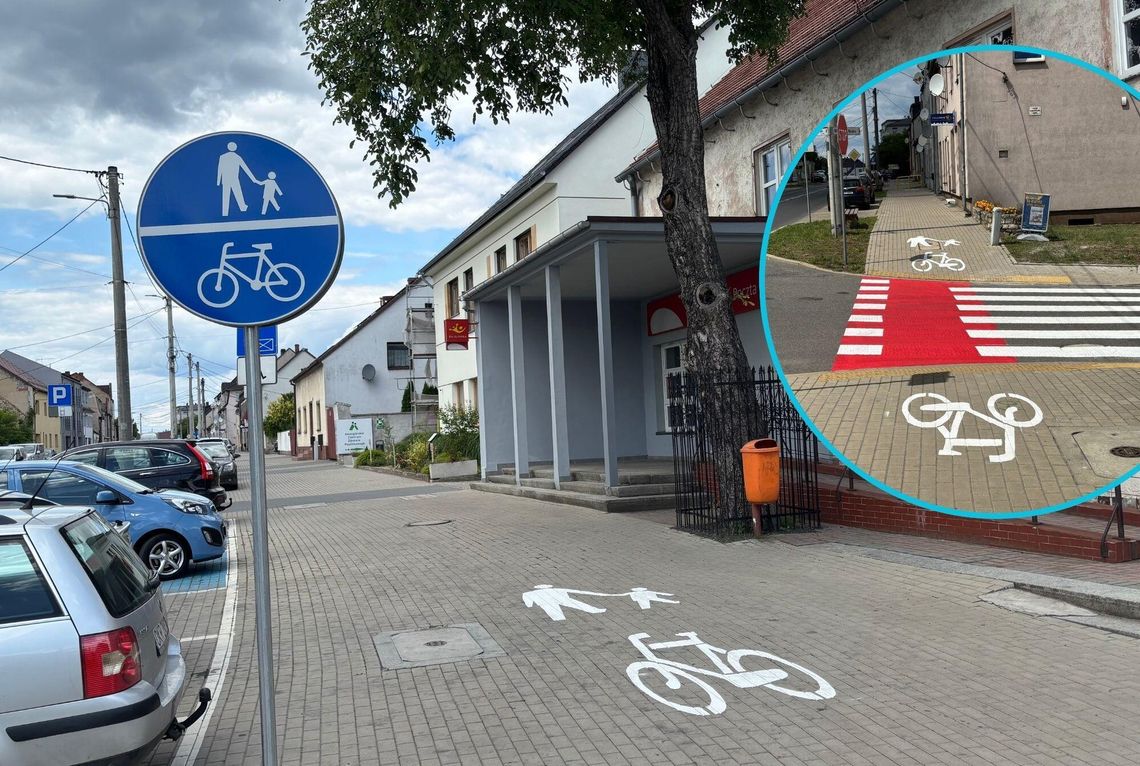 Ulica Opolska w Krapkowicach z nową ścieżką pieszo‑rowerową. Bezpieczeństwo mieszkańców wreszcie wzrosło Nowa ścieżka pieszo‑rowerowa na ulicy Opolskiej w Krapkowicach z czerwonym oznakowaniem na chodniku