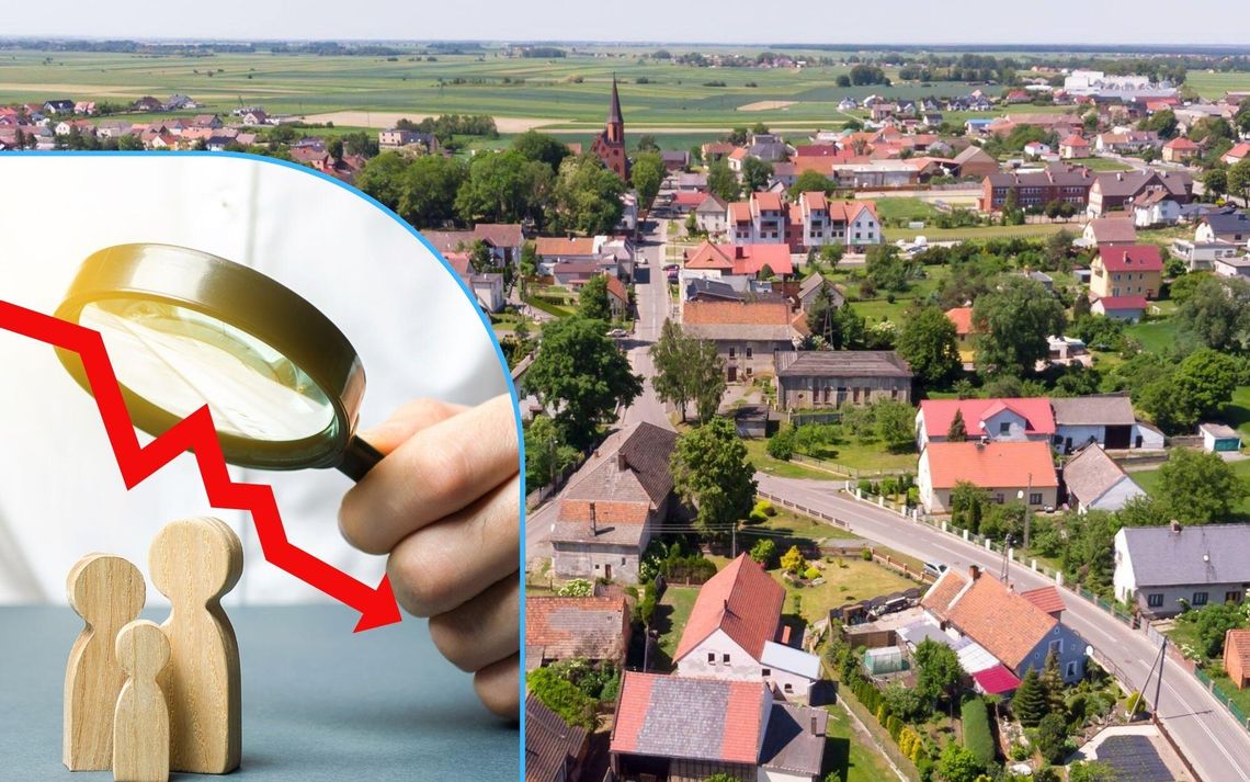 Statystyki demograficzne gminy Walce pokazujące spadek liczby mieszkańców i wysoki ubytek naturalny w latach 2024–2025.