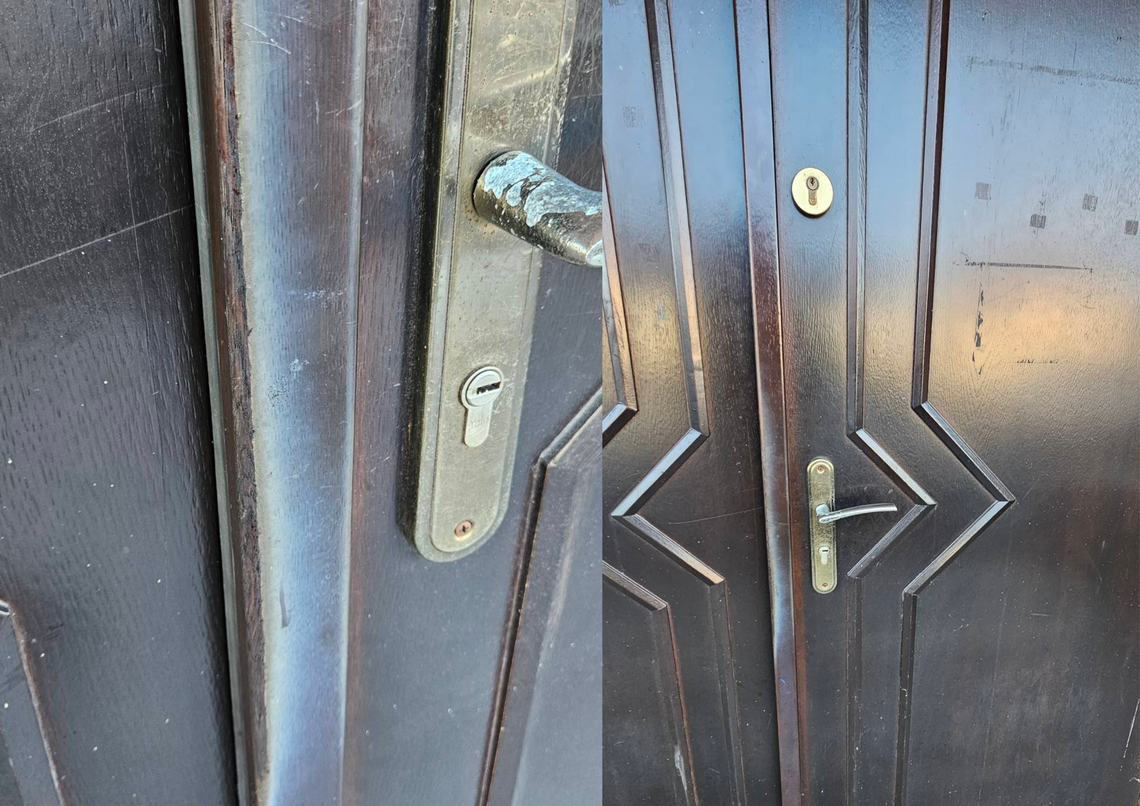 Podpalone drzwi świetlicy Ochotniczej Straży Pożarnej w Straduni po akcie wandalizmu