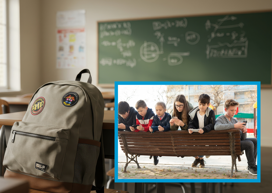 Uczeń korzystający ze smartfona w szkole – planowany zakaz telefonów w szkołach podstawowych od 2026 roku