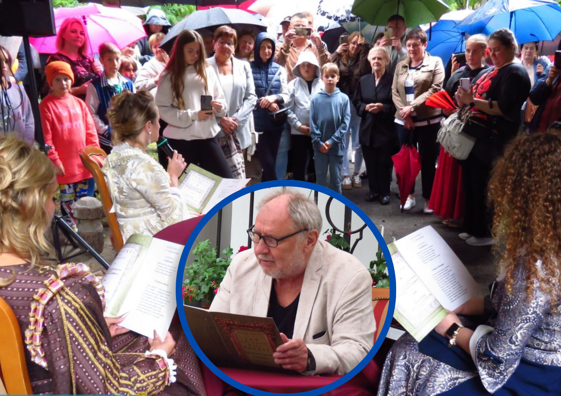 Na zdjęciu Andrzej Grabowski czytający fraszki Jana Kochanowskiego podczas Narodowego Czytania na zamku w Rogowie Opolskim