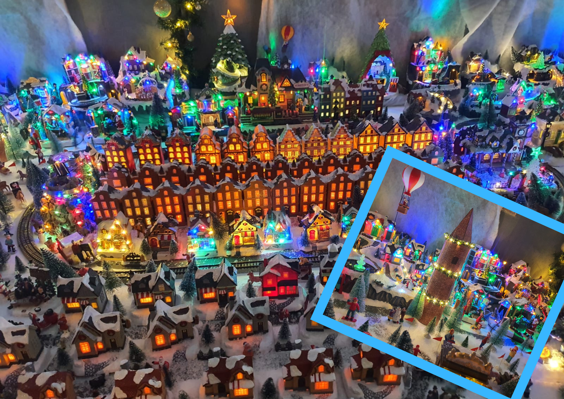 Na zdjęciu Zimowa ekspozycja w barze Kwiat Lotosu w Górażdżach – miniaturowe miasteczko i Biegun Północny