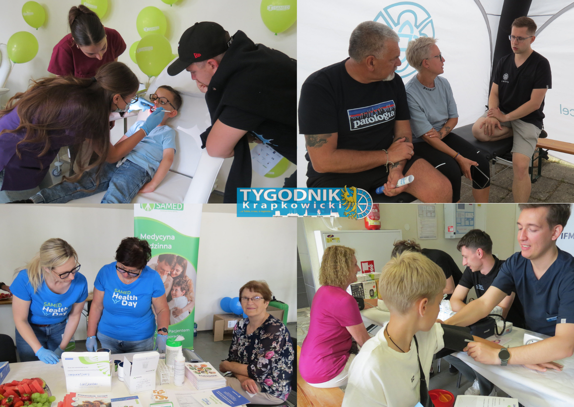 Mieszkańcy korzystają z bezpłatnych badań profilaktycznych i konsultacji specjalistycznych podczas Samed Health Day 2026 przy hali KS Otmęt w Krapkowicach.