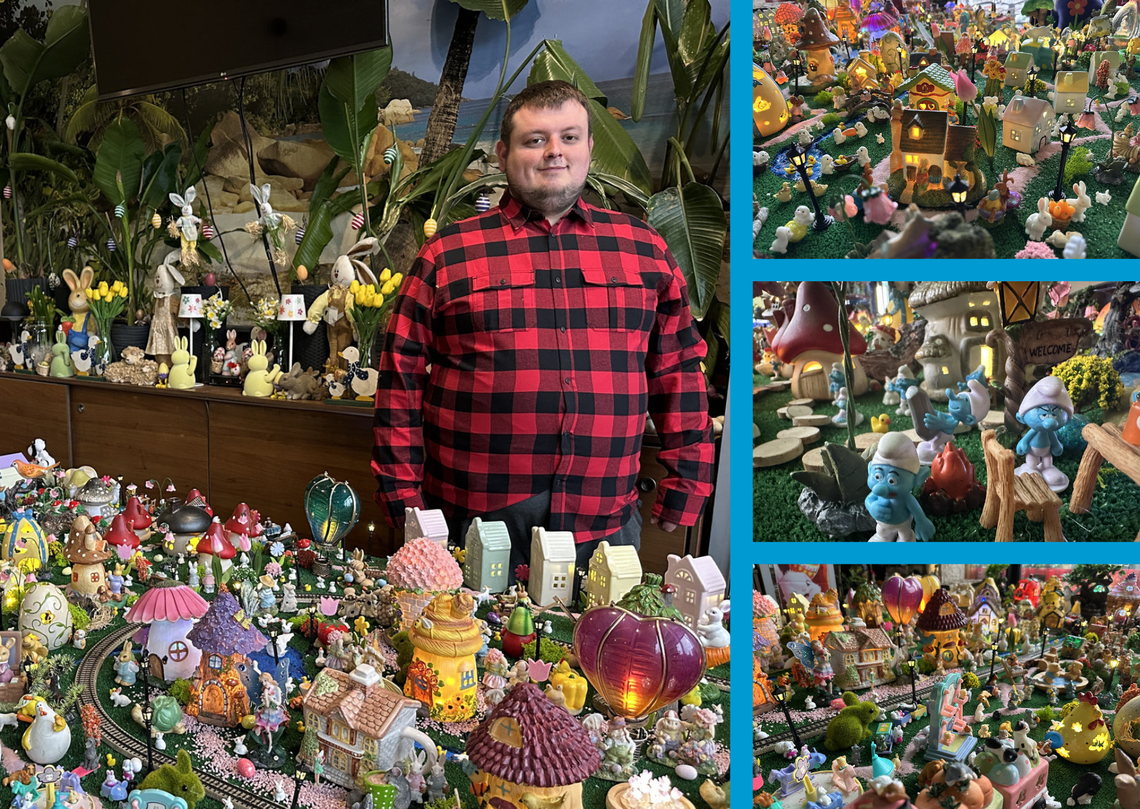 Wielkanocna makieta w miniaturze w barze Kwiat Lotosu w Górażdżach z ponad 200 królikami i czarnym „rodzynkiem” do odnalezienia