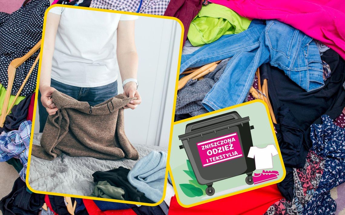 Mieszkańcy Zdzieszowic wrzucają zniszczone ubrania i tekstylia do pojemnika w ramach akcji ekologicznej organizowanej przez Związek Międzygminny „Czysty Region”.