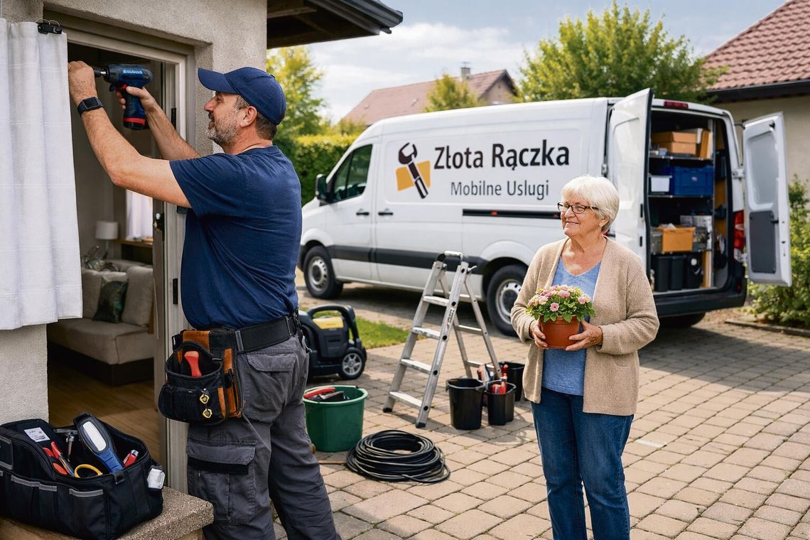 „Złota rączka” dla mieszkańców gminy Walce! Seniorzy i osoby niesamodzielne otrzymają pomoc w drobnych naprawach Senior otrzymujący pomoc przy drobnej naprawie domowej od mobilnego konserwatora