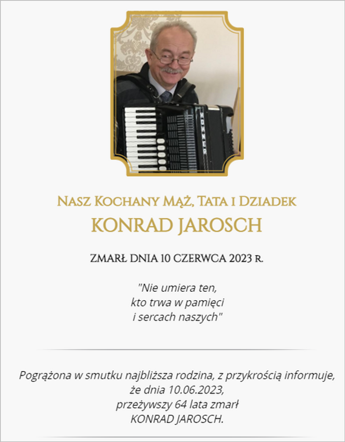 Zmarł Konrad Jarosch